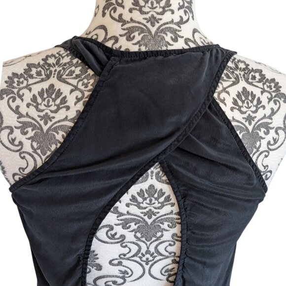 Sandro Paris Blouse Silk Sleeveless Black Blue Abstract Print Open Back Women 4 - Picture 8 of 15